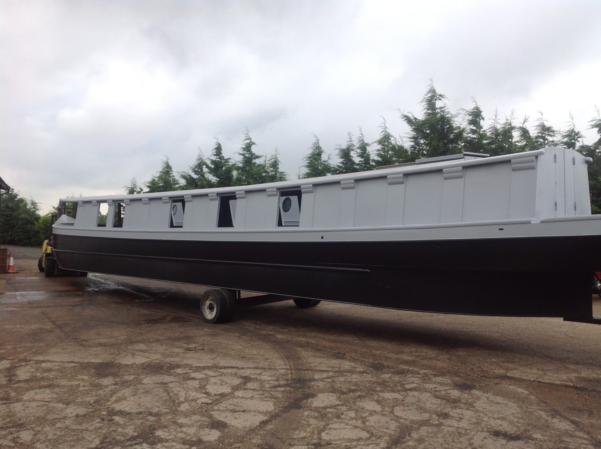 Finished steel shell prepared for fit-out